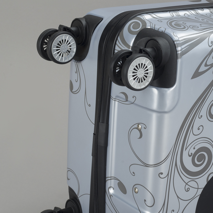 Чемодан средний «Бабочка» 24", отдел на молнии, кодовый замок, 4 колеса, цвет бежевый