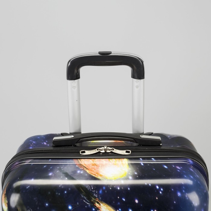 Чемодан средний «Космос» 24", отдел на молнии, кодовый замок, 4 колеса, цвет синий