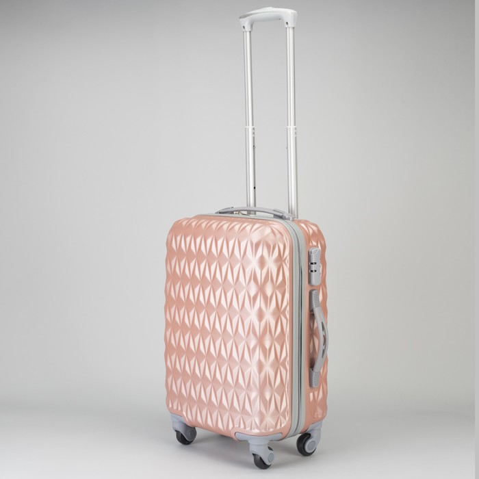 Чемодан малый «Геометрия» 20", отдел на молнии, кодовый замок, 4 колеса, цвет розовый