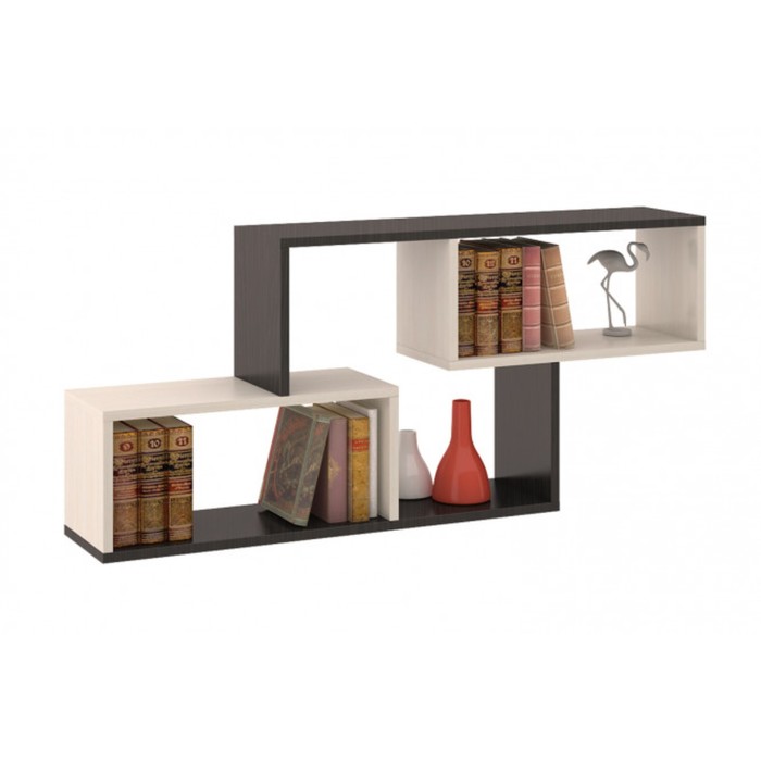 Полка настенная "Тип 4", ЛДСП, цвет дуб молочный/венге