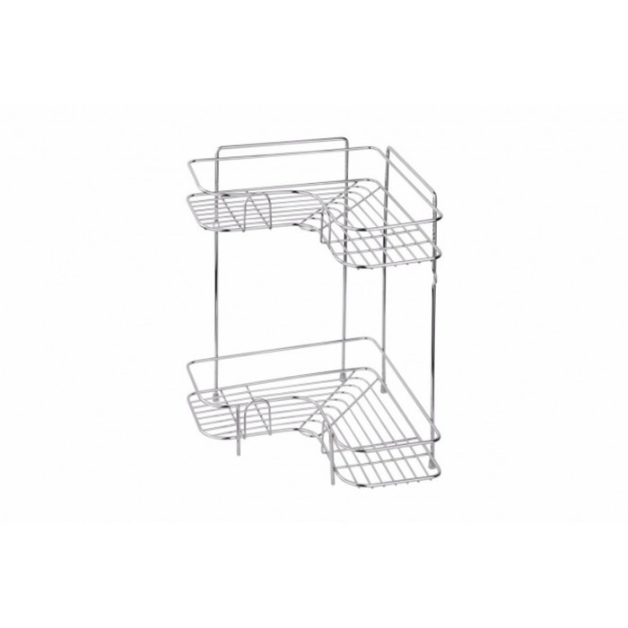 Полка двухъярусная угловая, металл, цвет хром