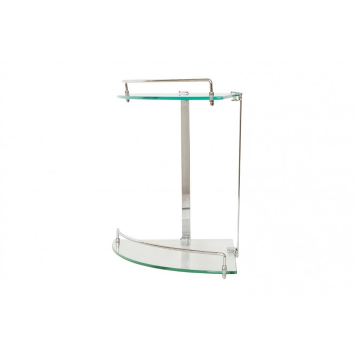 Полка угловая 2-ярусная, стекло, цвет металлик