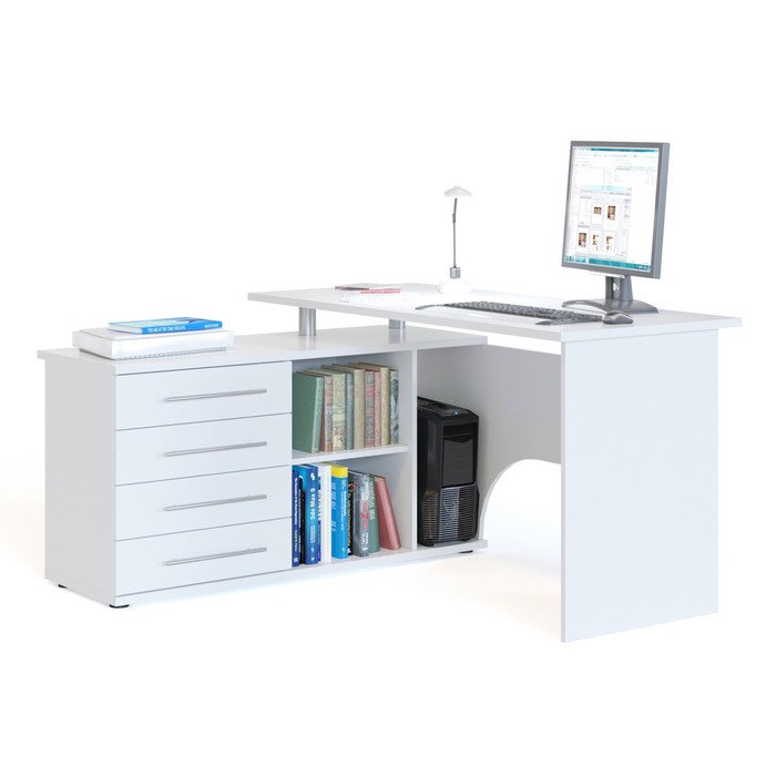 Компьютерный стол КСТ-109 левосторонний, цвет белый