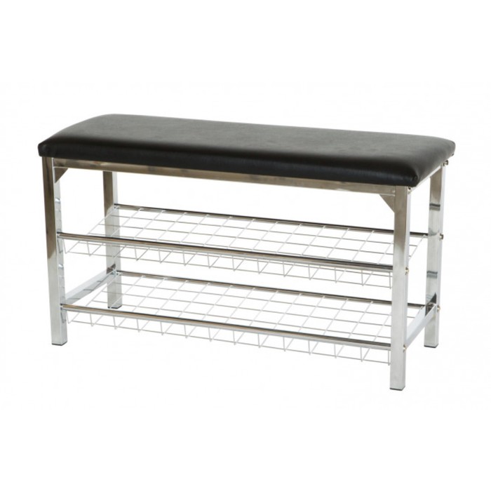 Банкетка с полками для обуви, цвет чёрный