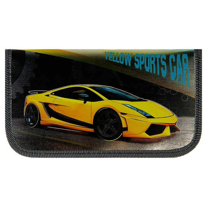 Пенал 2 секции 105x190 мм, ламинированный картон, печать на фольге "YELLOW SPORTS CAR
