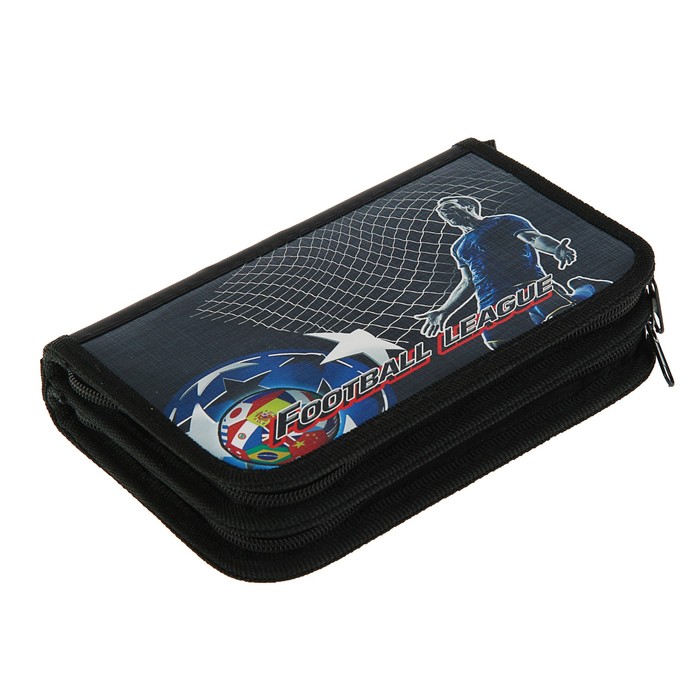 Пенал 2 секции 120x190 мм, откидная планка, ламинированный картон "Чемпионат"