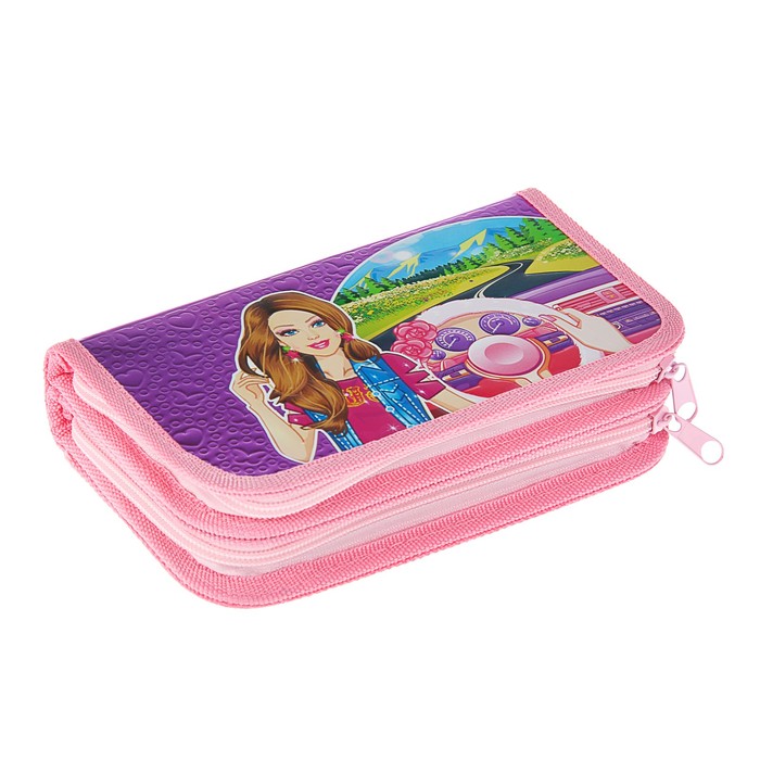 Пенал 2 секции 105x190 мм, ламинированный картон, конгрев, печать на фольге "Автоледи"