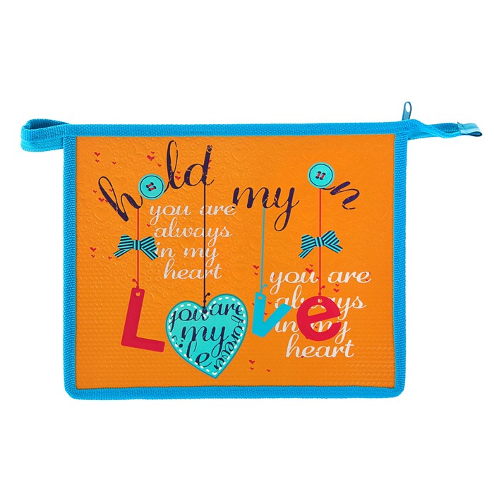 Папка для тетрадей А5, молния сверху, ламинированный картон, многоуровневый конгрев "Сердечки-бантики"