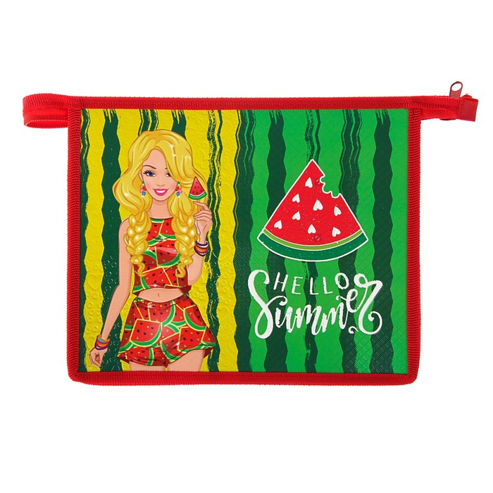 Папка для тетрадей А5, молния сверху, ламинированный картон, многоуровневый конгрев "Милена"