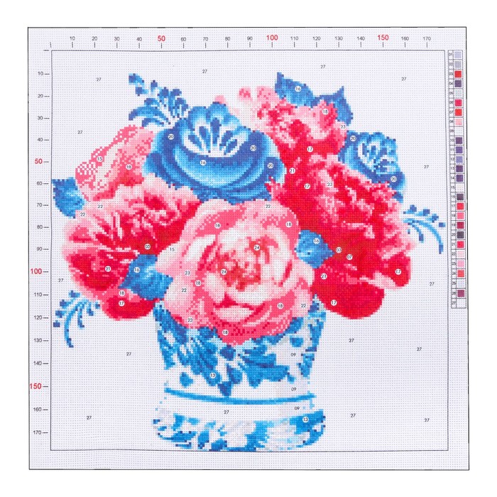 Канва для вышивания с рисунком «Пионы», 41 х 41 см