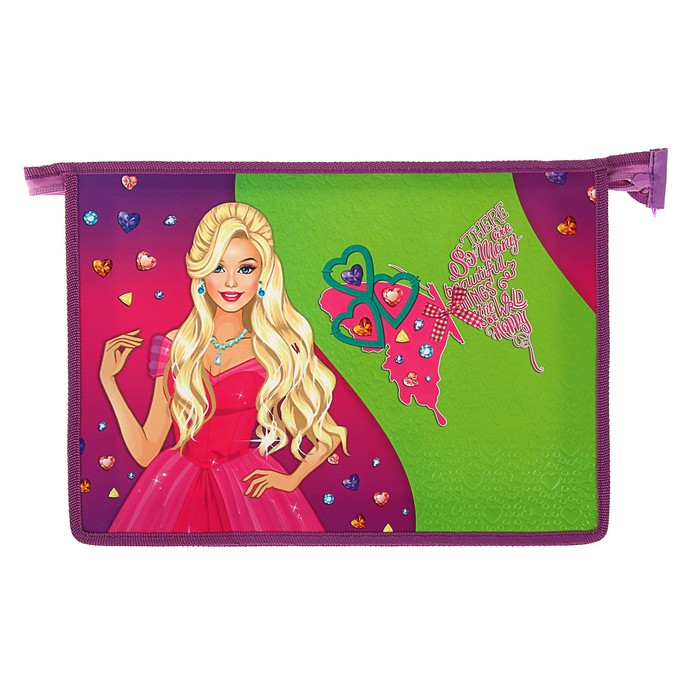 Папка для тетрадей А4, молния сверху, ламинированный картон, многоуровневый конгрев "Принцесса Милания"