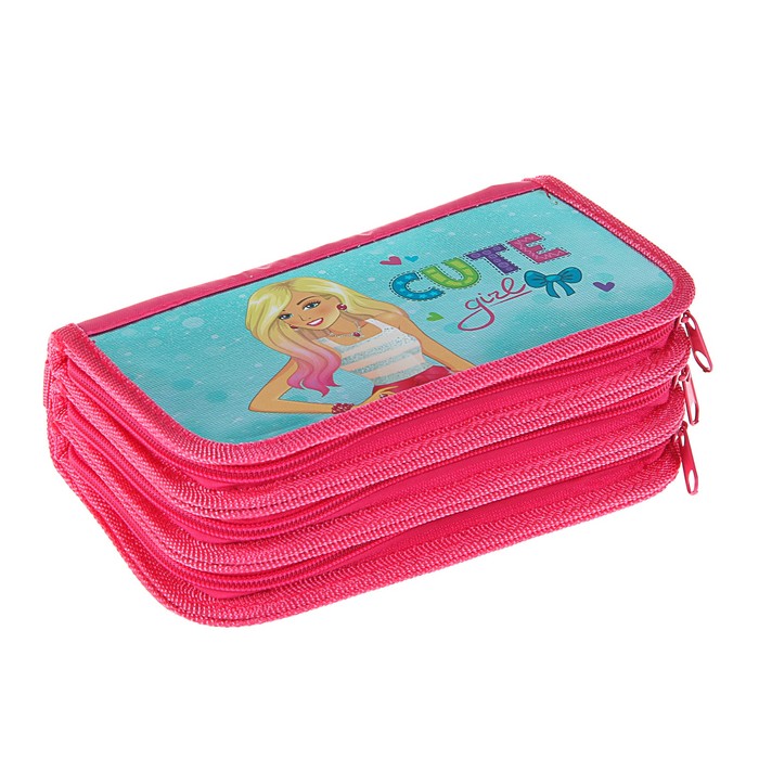 Пенал 3 секции 105x190 мм, ламинированный картон, фольга, BLONDY GIRL