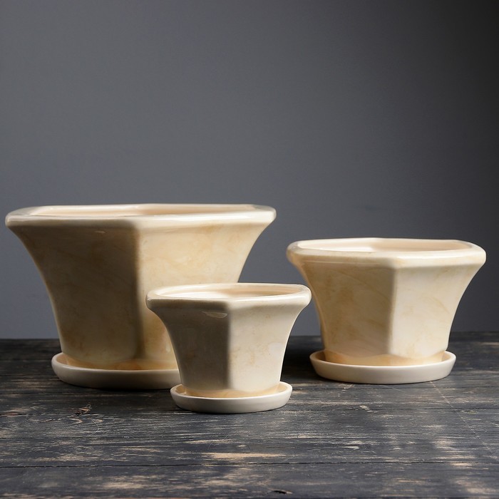 Набор горшков цветочных 3шт. "Оазис" белый