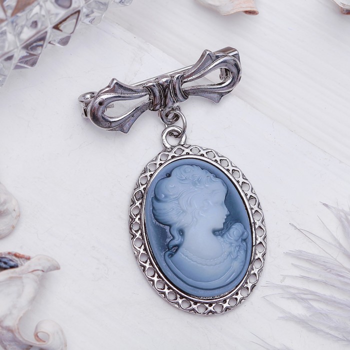 Брошь "Камея" орден, цвет серый в черненом серебре