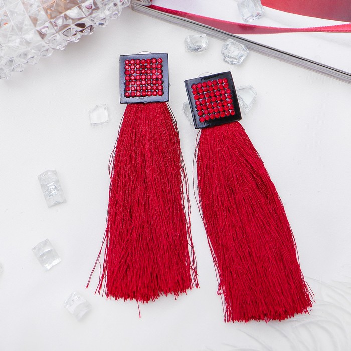 Серьги "Кисти" изыск, объёмные, цвет тёмно-красный в чёрном металле