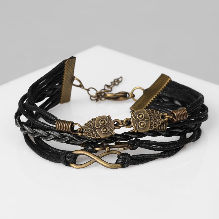 Браслет мужской "Магия знаков" ассорти, цвет чёрный в чернёном золоте