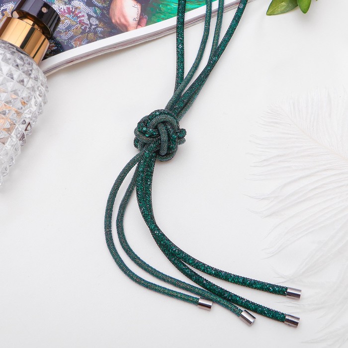 Бусы "Стардаст" с узлом, цвет изумрудный, 50 см