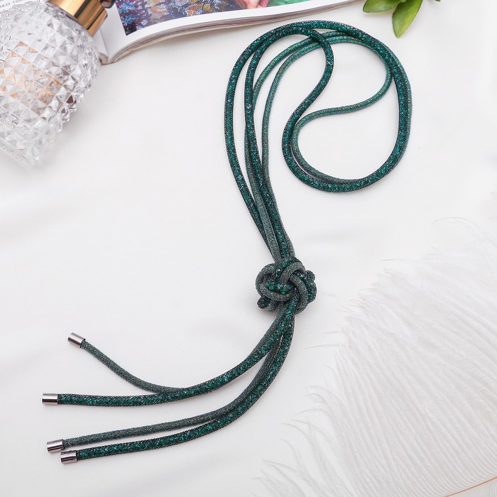 Бусы "Стардаст" с узлом, цвет изумрудный, 50 см