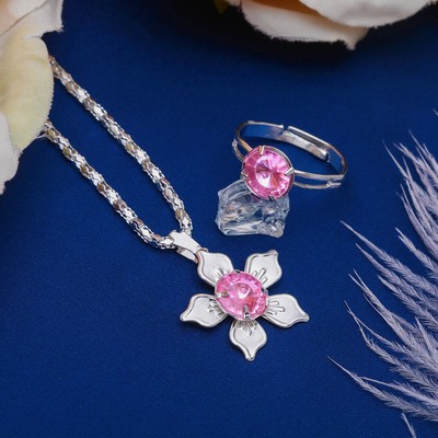 Набор детский "Выбражулька" 2 предмета: кулон, кольцо, лютик, цвет МИКС в серебре