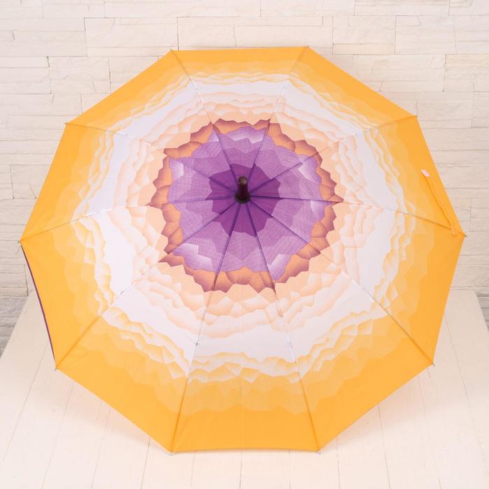 Зонт-трость "Горы", полуавтоматический, R=49см, цвет фиолетовый/жёлтый