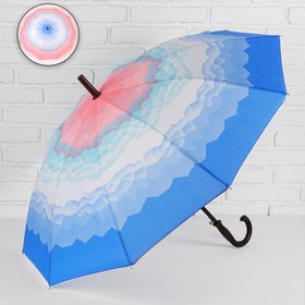 Зонт - трость полуавтоматический «Горы», 10 спиц, R = 49 см, цвет розовый/голубой МИКС Ош