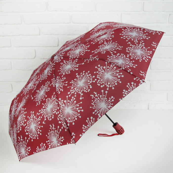 Зонт полуавтоматический "Одуванчики" , R=49см, цвет бордовый