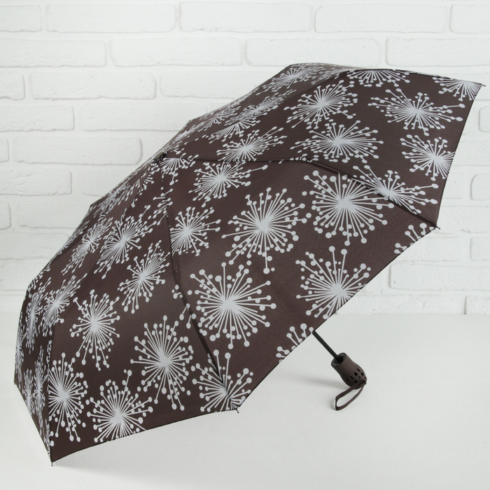 Зонт полуавтоматический "Одуванчики" , R=49см, цвет коричневый