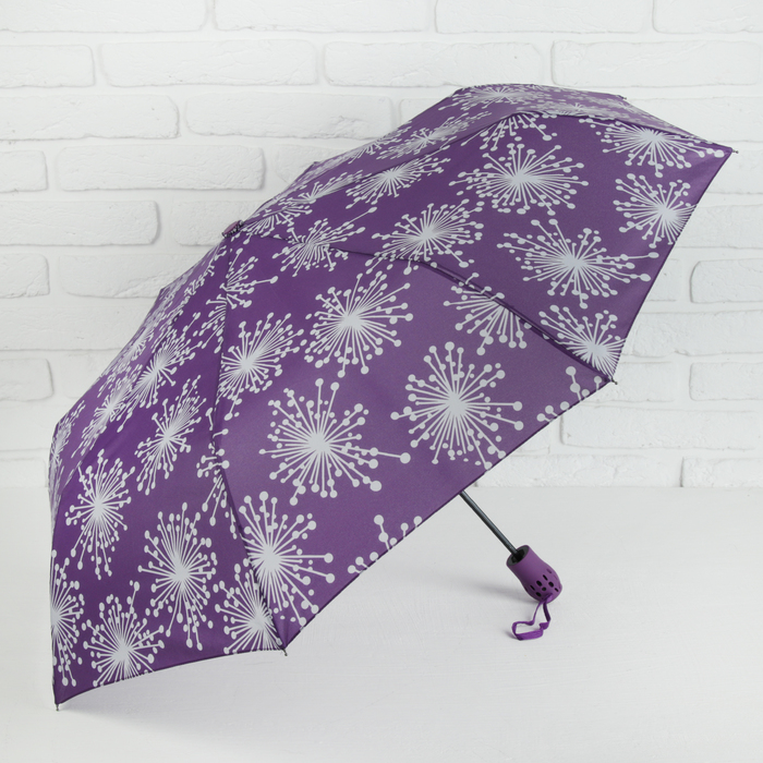 Зонт полуавтоматический "Одуванчики" , R=49см, цвет фиолетовый