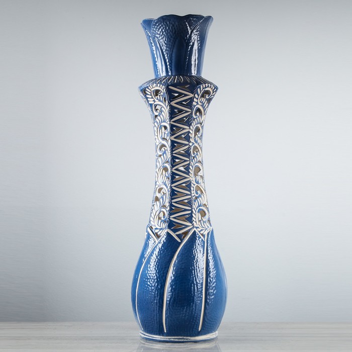 Ваза напольная "Лилиана" резка, синяя