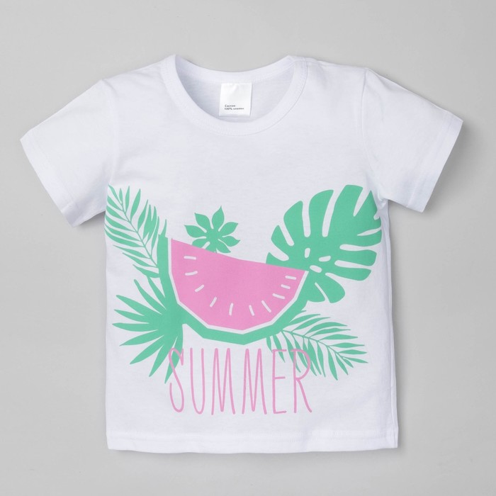 Футболка "Арбуз",белая, р-р 30 (98-104см) 3-4г., 100% хлопок