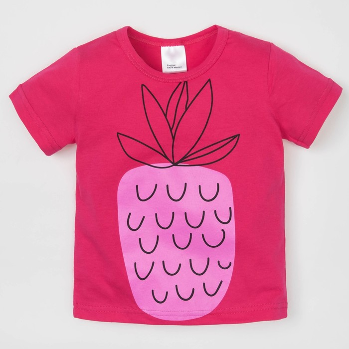 Футболка "Ананас",розовая, р-р 32 (110-116см) 5-6л., 100% хлопок