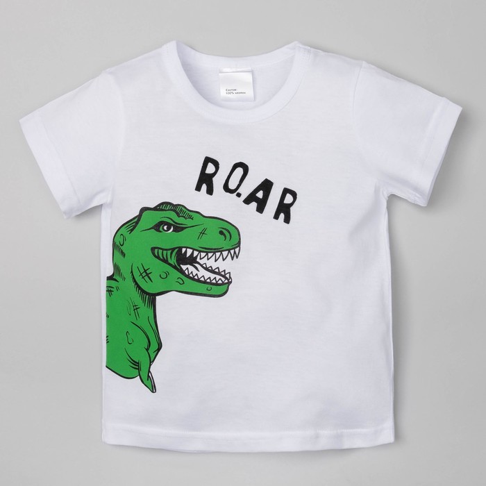Футболка эконом "Дино", белая, р-р 36 (134-140см) 9-10л., 100% хлопок