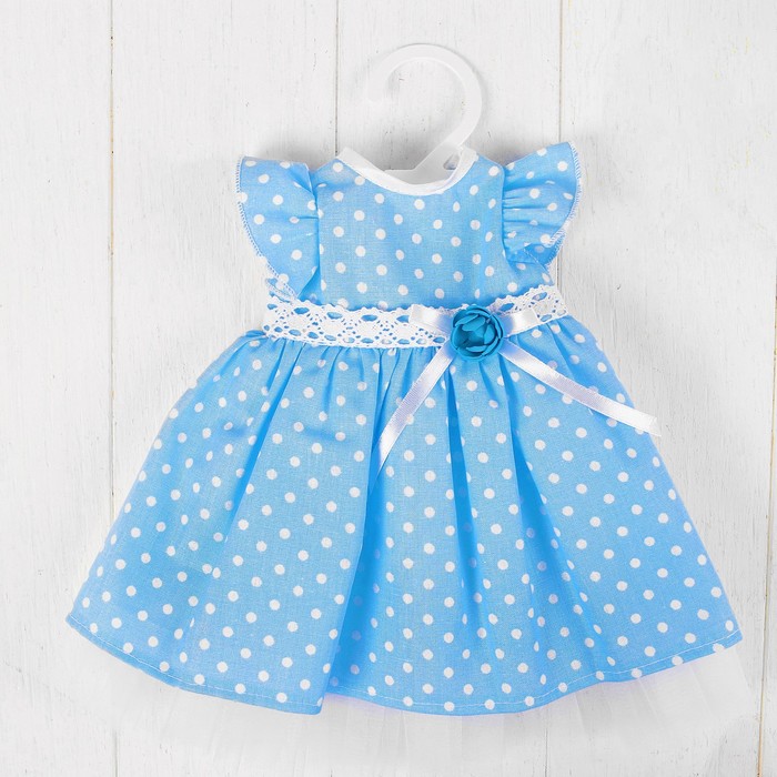 Платье кукольное с крылышками "Голубой горох"