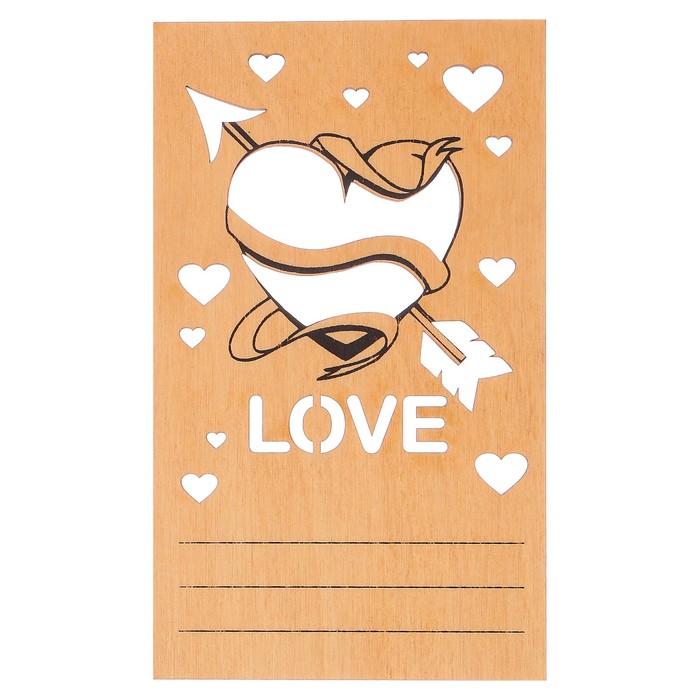 Открытка деревянная "Love" сердце
