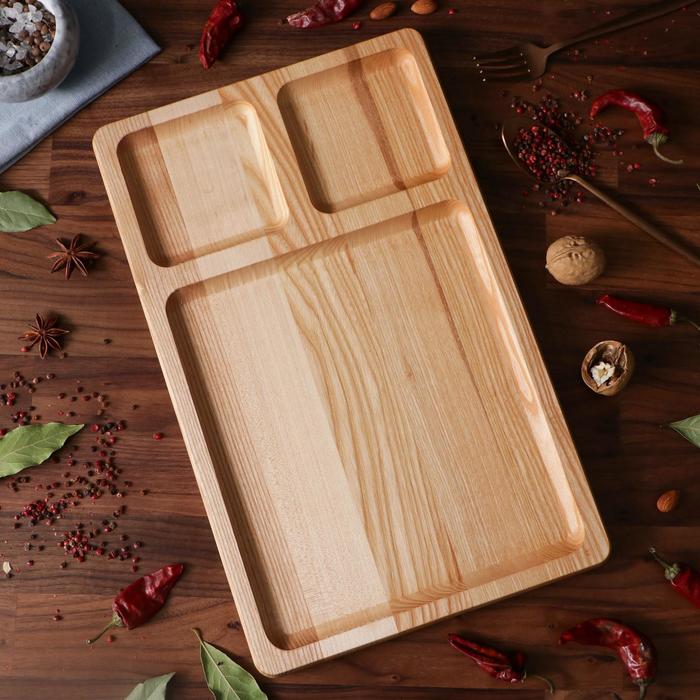 Тарелка для закусок "Бир", 40 х 30 см, массив ясеня