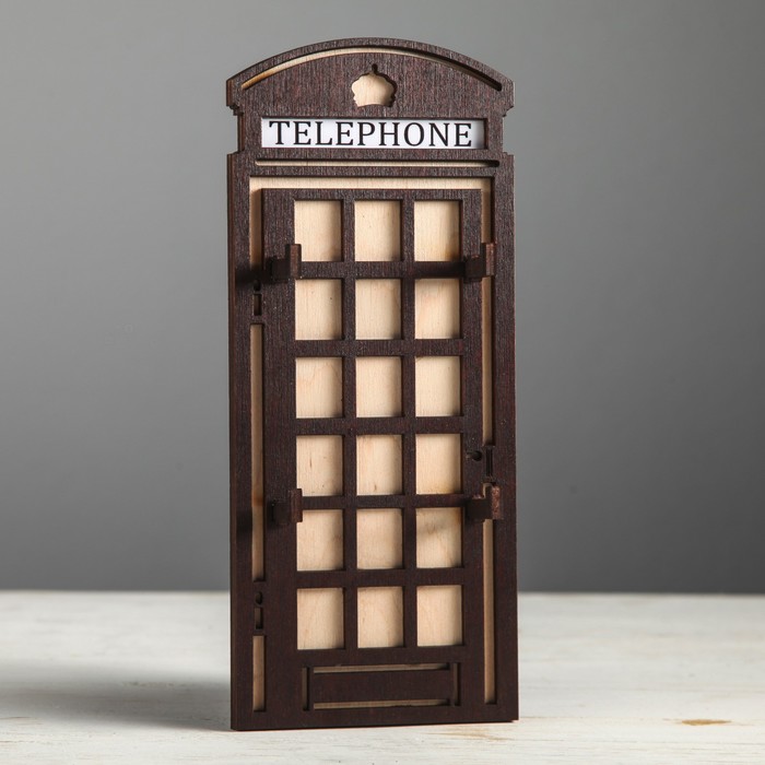 Ключница "Telephone" плоская, КОРИЧНЕВАЯ