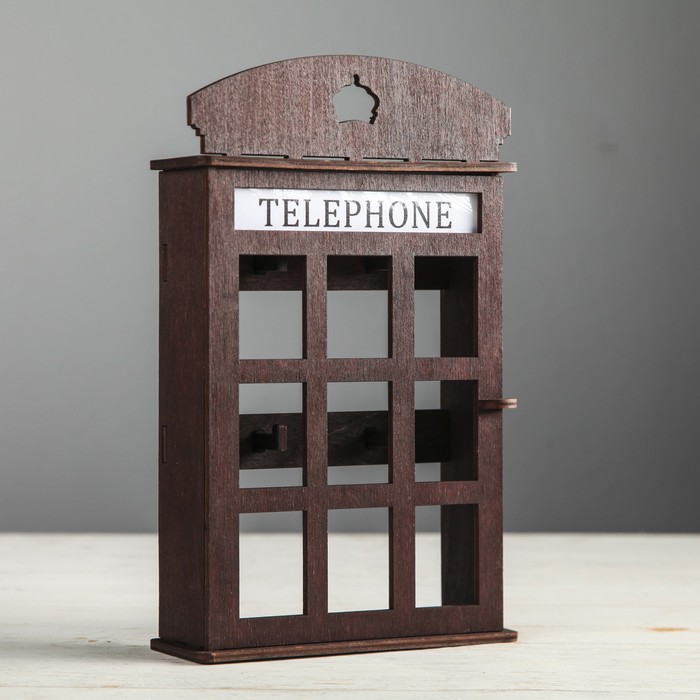 Ключница "Telephone" объёмная, КОРИЧНЕВАЯ