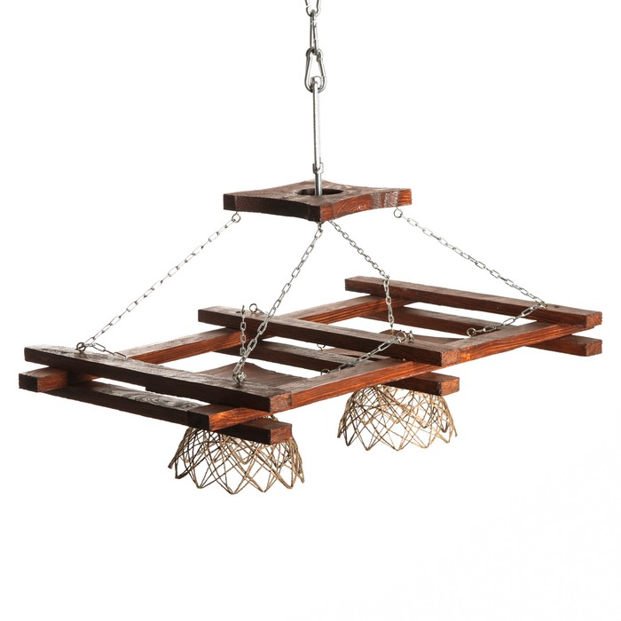 Деревянная люстра "Заводь", цвет вишня