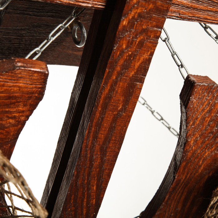 Деревянная люстра "Заводь", цвет вишня