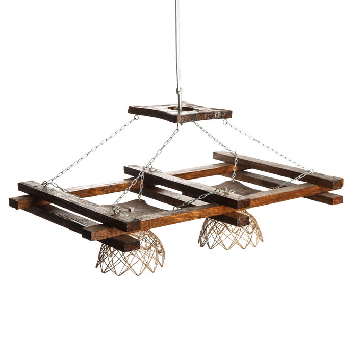 Деревянная люстра "Заводь", цвет орех