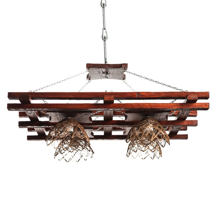 Деревянная люстра "Озеро", цвет вишня