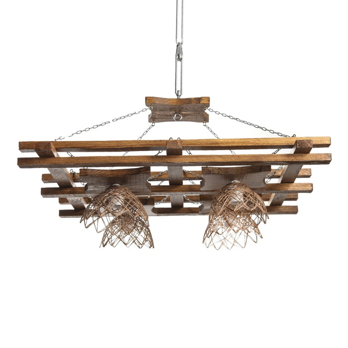Деревянная люстра "Озеро", цвет дуб