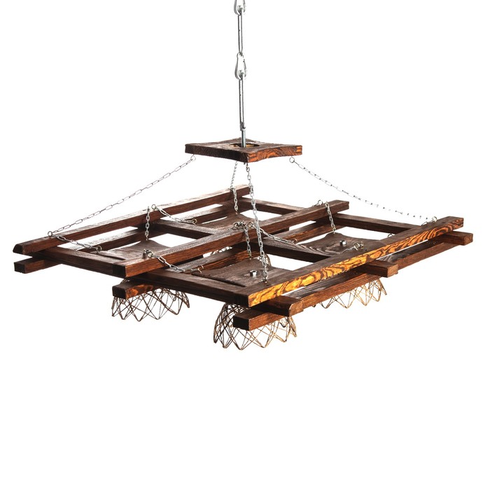 Деревянная люстра "Озеро", цвет орех