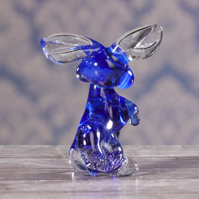 Сувенир стекло средняя фигурка "Заяц" 6х5х4 см МИКС
