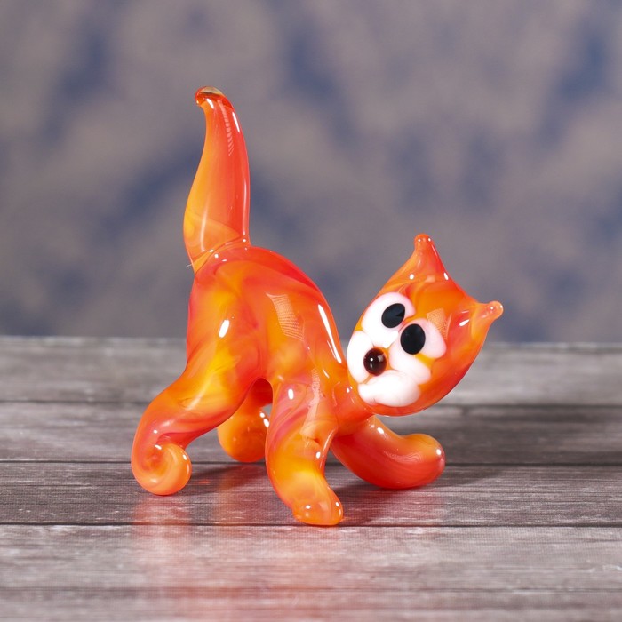 Сувенир стекло средняя фигурка "Кошка" 5х5х5 см МИКС