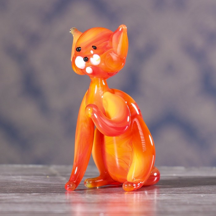 Сувенир стекло средняя фигурка "Кошка" 5х5,5х4 см  МИКС