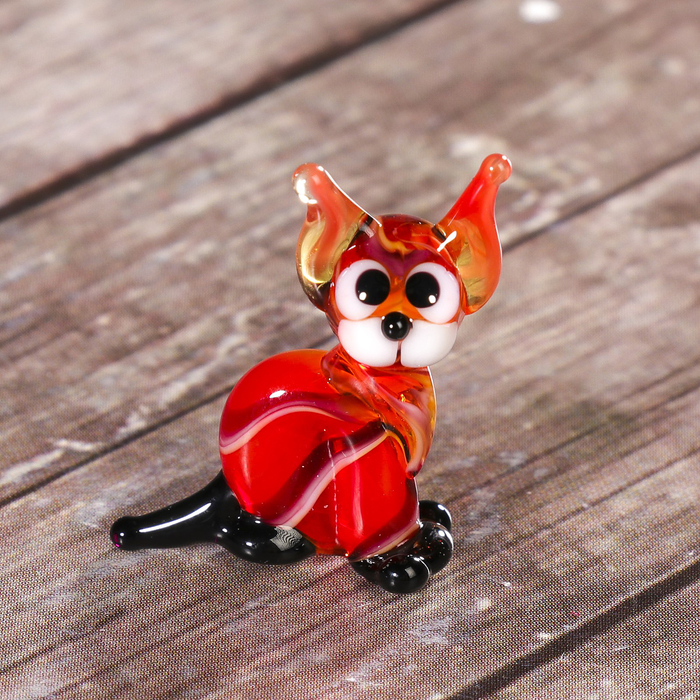 Сувенир стекло микро "Кошка" 4х3х3 см  МИКС