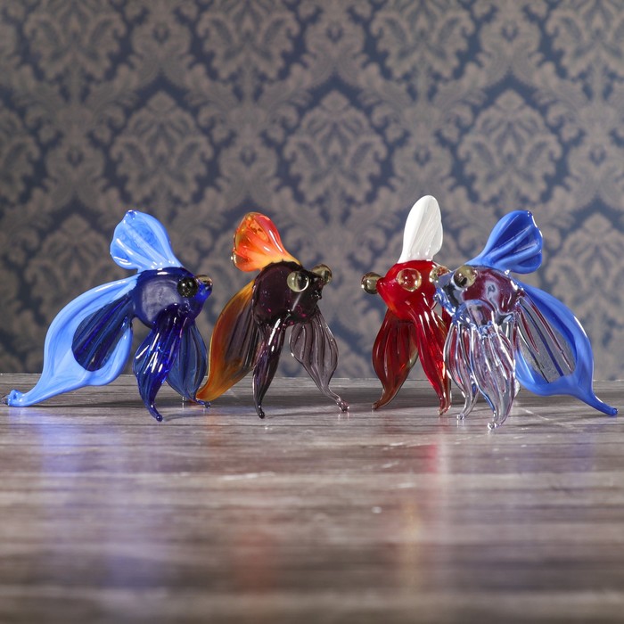 Сувенир стекло средняя фигурка "Рыба" 7х6,5х4 см МИКС