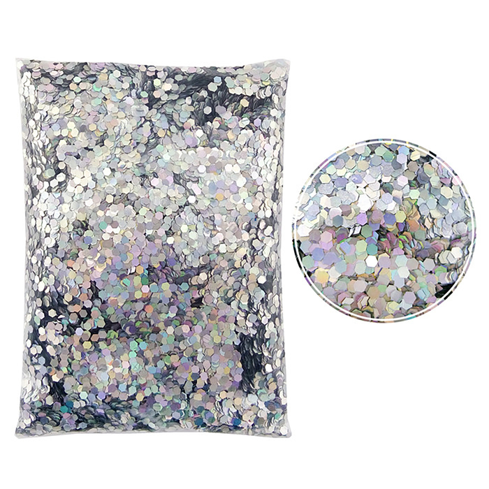Глиттер "Блестки" лазерный серебряный 2,5 мм, 100 г