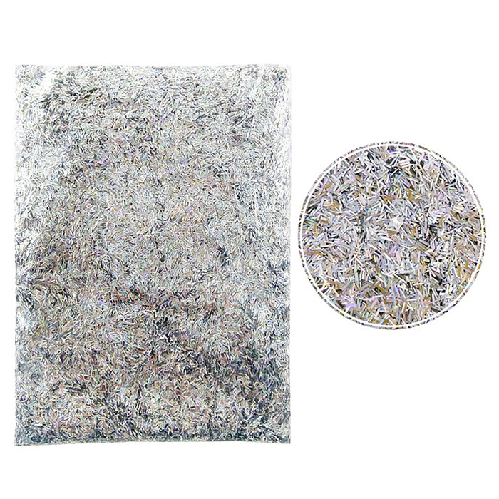 Глиттер "Полоски" лазерный серебряный 1,5*0,2 мм, 30 г